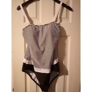 Venus womens  One Piece Swimsuit 12 black and white stripes padding Vacation